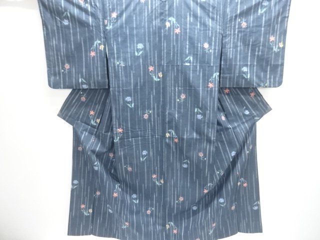 JAPANESE KIMONO / TSUMUGI / WOVEN FLOWER